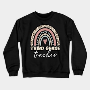 Third Grade Teacher Leopard Boho Crewneck Sweatshirt